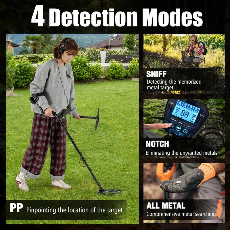 Professional-Grade Gold Metal Detector for Adults – High-Sensitivity Model with Backlit LCD Screen