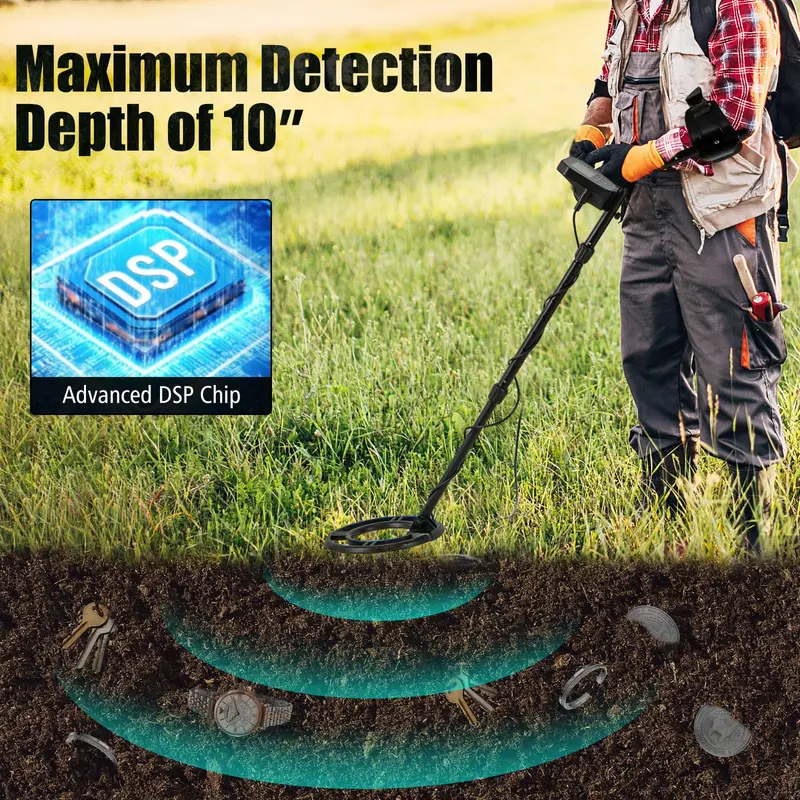 Professional-Grade Gold Metal Detector for Adults – High-Sensitivity Model with Backlit LCD Screen