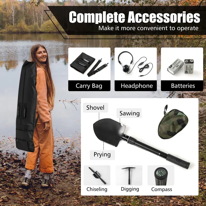 Professional-Grade Gold Metal Detector for Adults – High-Sensitivity Model with Backlit LCD Screen
