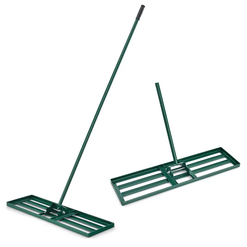 Professional Lawn Leveling Rake, Ergonomic Soil Grading Tool with Reinforced Steel Tines