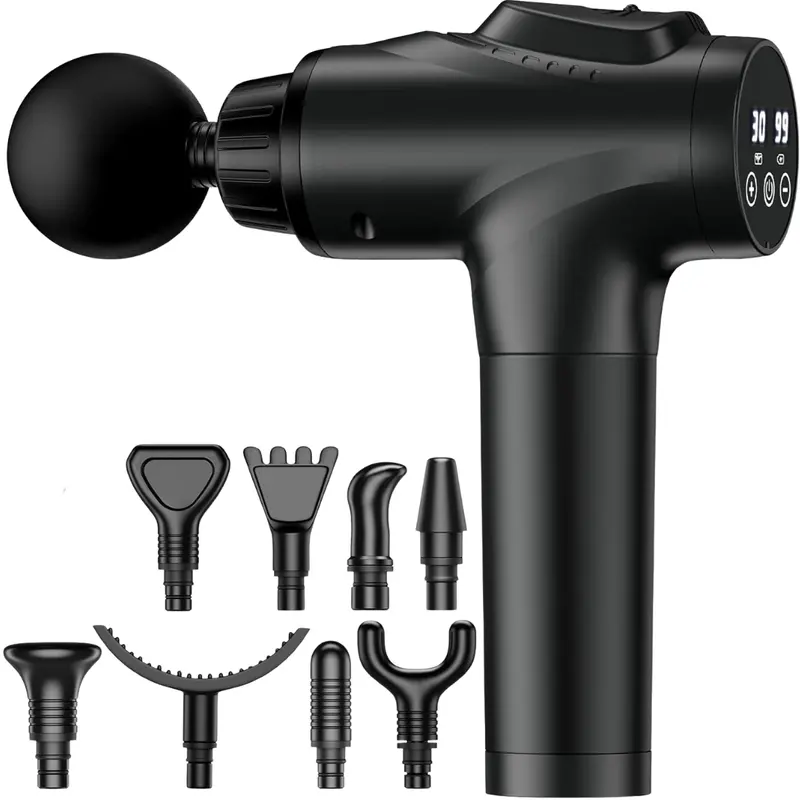 Professional Percussion Massage Gun: 30 Speeds, 9 Interchangeable Attachments
