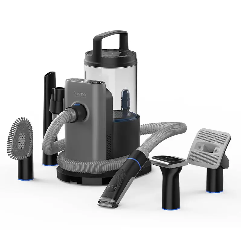 Professional Pet Grooming Vacuum Kit – 2L Canister + 5 Specialized Attachments | Effective on Dog, Cat & Pet Hair on All Coat Types
