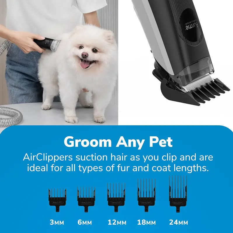 Professional Pet Grooming Vacuum Kit – 2L Canister + 5 Specialized Attachments | Effective on Dog, Cat & Pet Hair on All Coat Types