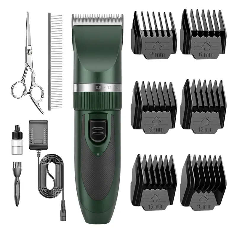 Professional Pet Hair Clipper Set with Adjustable Blades and Precision Guide Combs