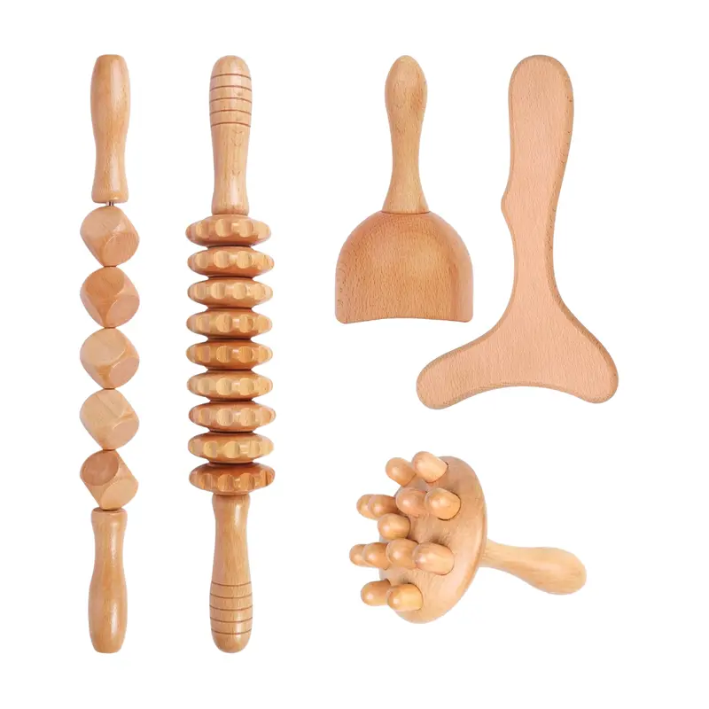 Professional Wood Therapy Set – 5-Piece Full-Body Massage Tool Collection 2
