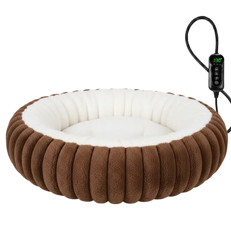 Programmable Heated Donut Pet Bed – Digital Timer & 3-Temp Control for Year-Round Use 2