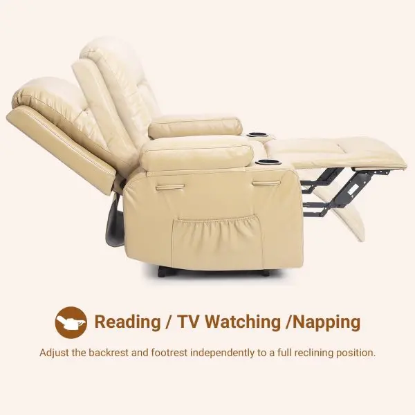 PU Leather Power Lift Recliner with Massage, Heat, USB Port, and Adjustable Positions