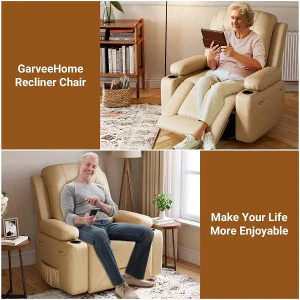 PU Leather Power Lift Recliner with Massage, Heat, USB Port, and Adjustable Positions