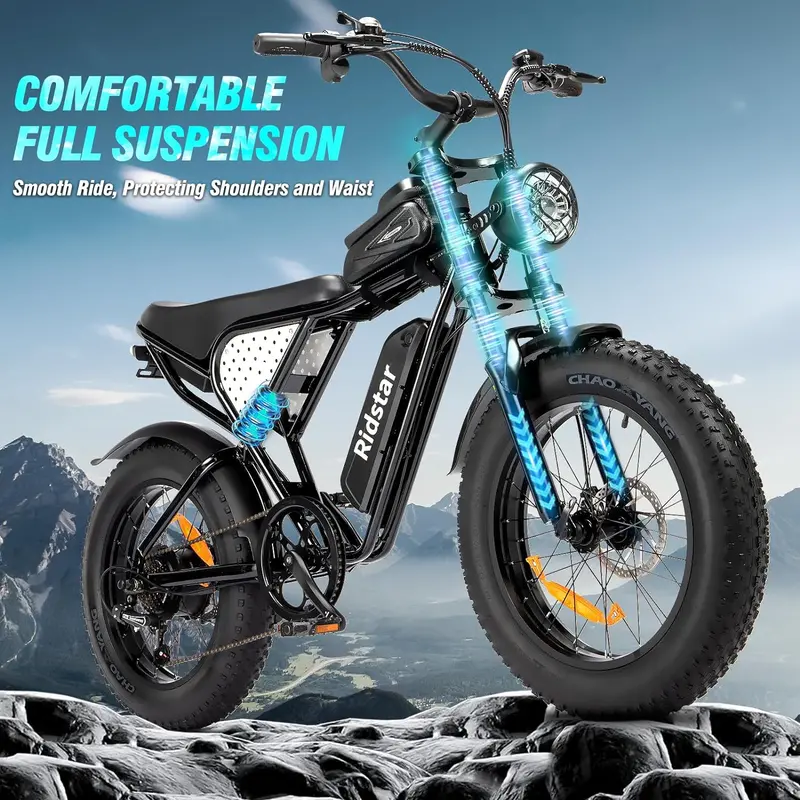 Q20 High-Power Electric Fat Tire Bike – 2000W Motor, 52V Battery, 30–180-Mile Range for Adults