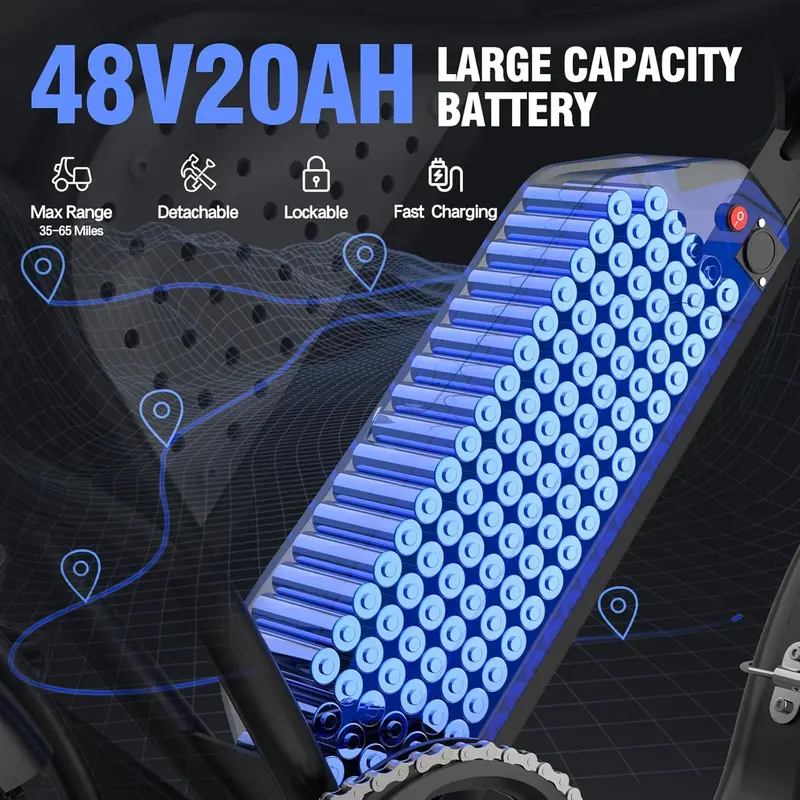 Q20 High-Power Electric Fat Tire Bike – 2000W Motor, 52V Battery, 30–180-Mile Range for Adults