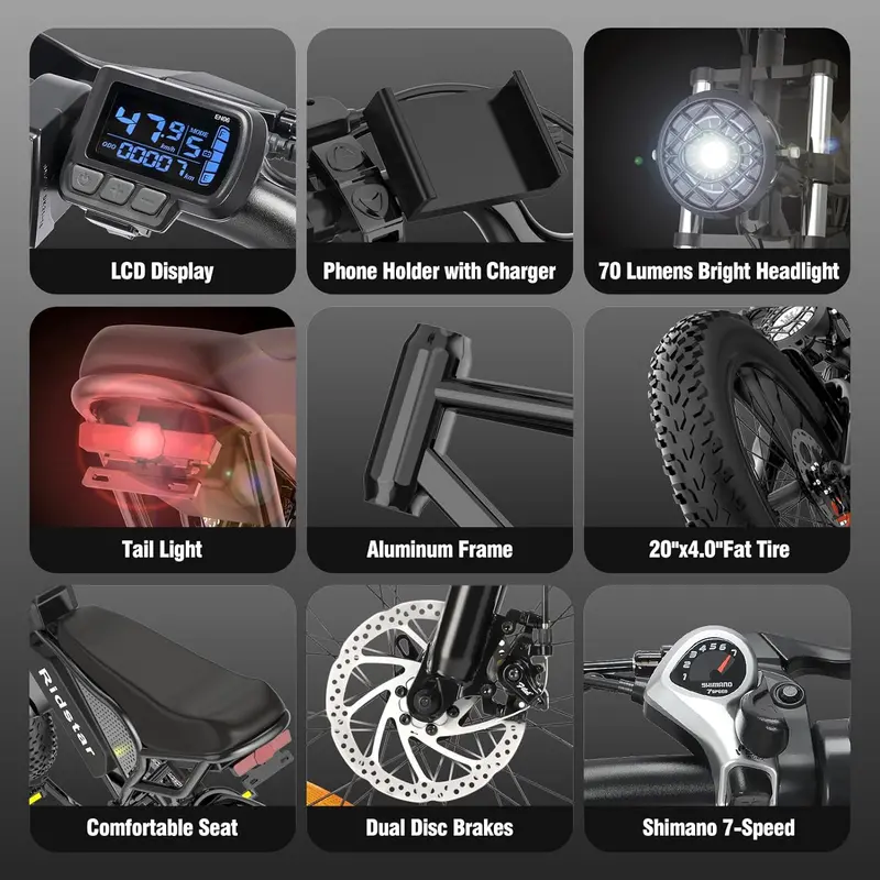 Q20 High-Power Electric Fat Tire Bike – 2000W Motor, 52V Battery, 30–180-Mile Range for Adults