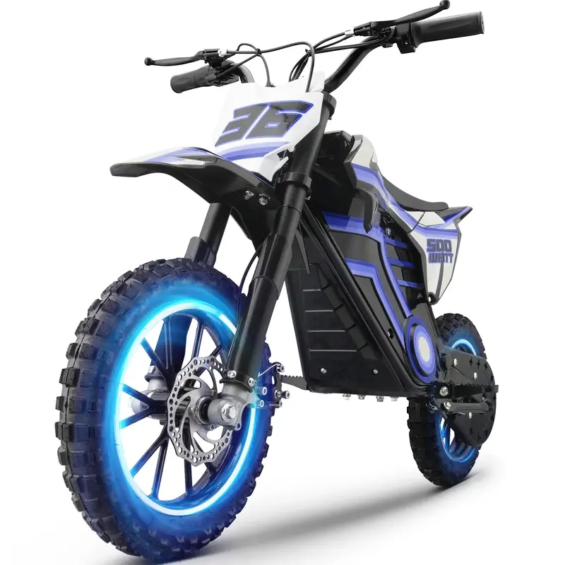 QEASET 500W Youth Electric Dirt Bike – Blue, Designed for Riders Ages 8 to 14 2
