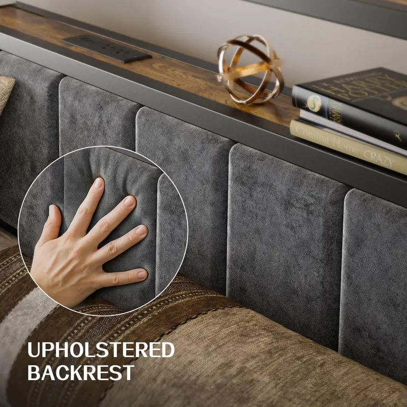 Queen Platform Bed with Storage Headboard – 2-Tier Shelf Design, Integrated Charging Station & Modern Low-Profile Frame