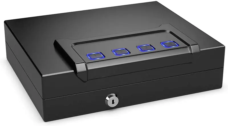 Quick-Access Handgun Safe for Two Pistols – Password-Protected with Backup Keys