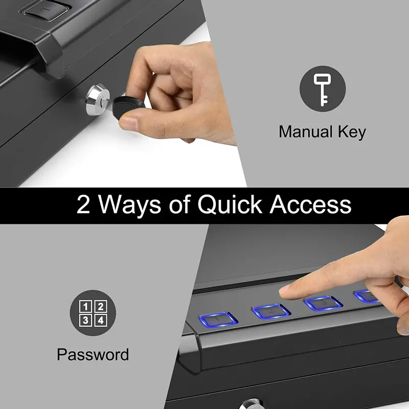 Quick-Access Handgun Safe for Two Pistols – Password-Protected with Backup Keys