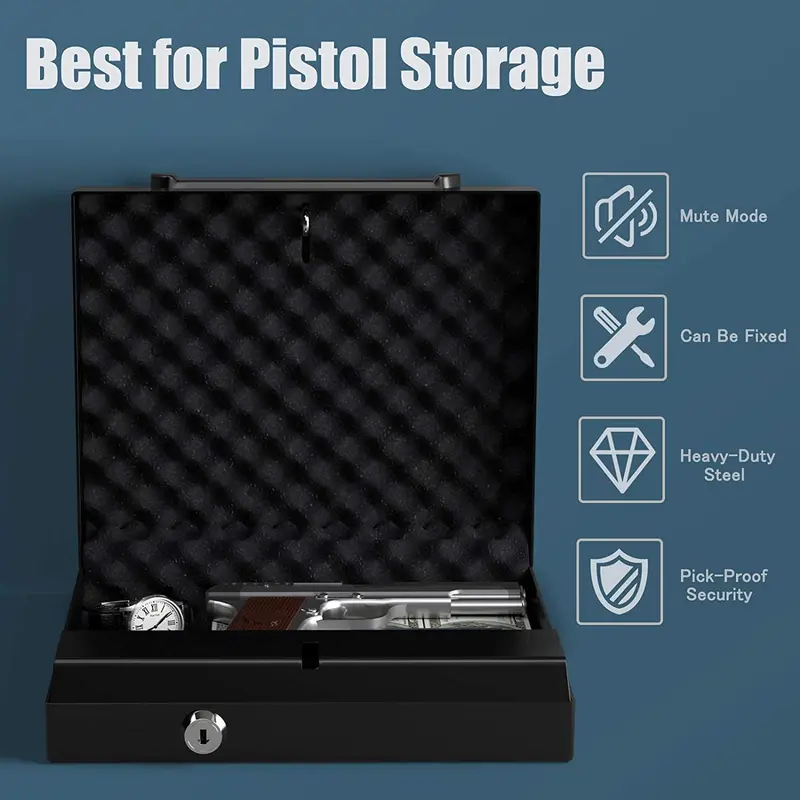 Quick-Access Handgun Safe for Two Pistols – Password-Protected with Backup Keys