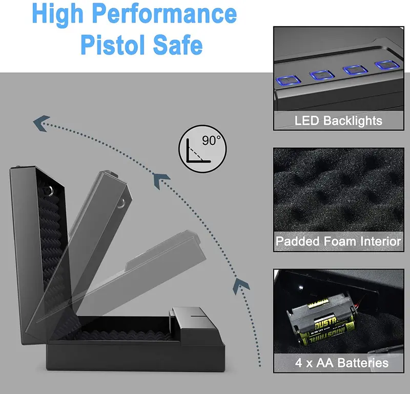 Quick-Access Handgun Safe for Two Pistols – Password-Protected with Backup Keys