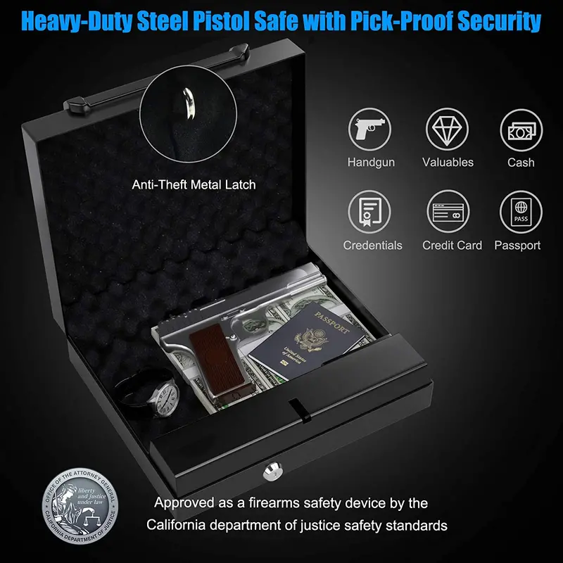 Quick-Access Handgun Safe for Two Pistols – Password-Protected with Backup Keys