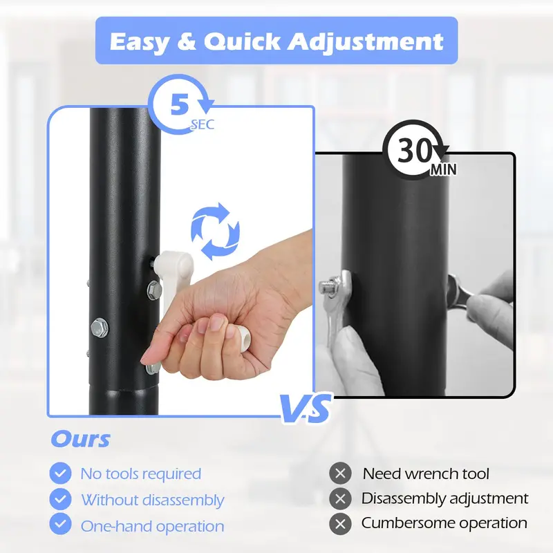 Quick-Adjust Outdoor Basketball Goal – 7.4–10 ft Height Range, 44" Durable PC Backboard 2