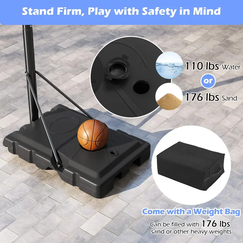 Quick-Adjust Outdoor Basketball Goal – 7.4–10 ft Height Range, 44" Durable PC Backboard