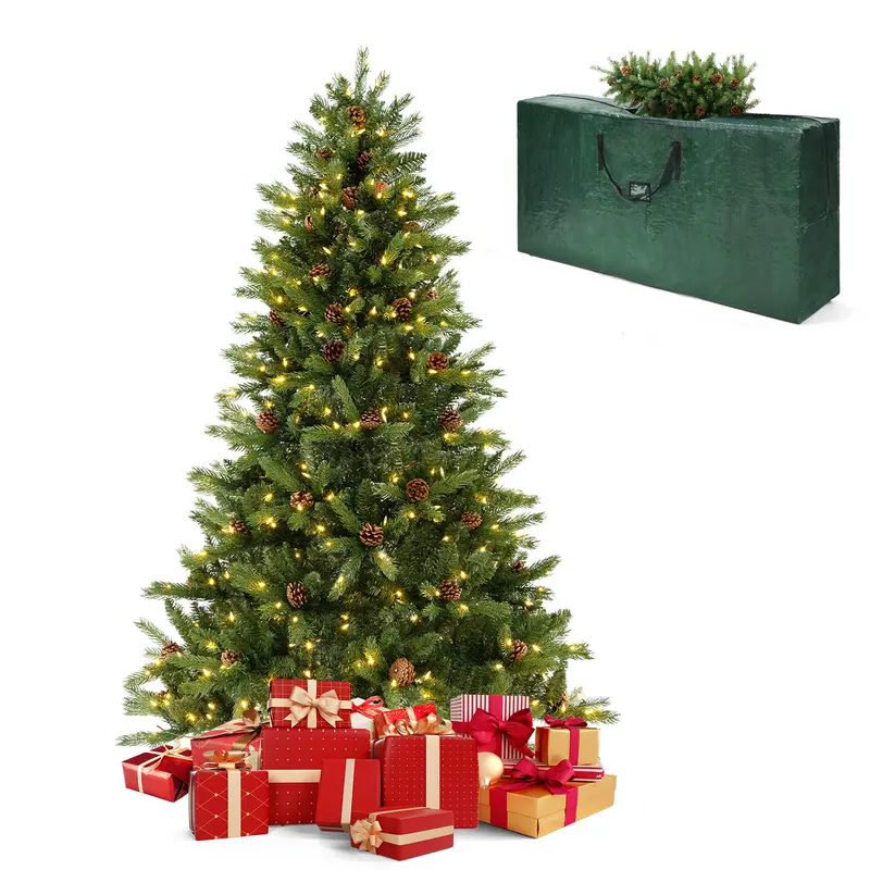 Quick-Assembly Pre-Lit Christmas Tree with Included Storage Carry Bag
