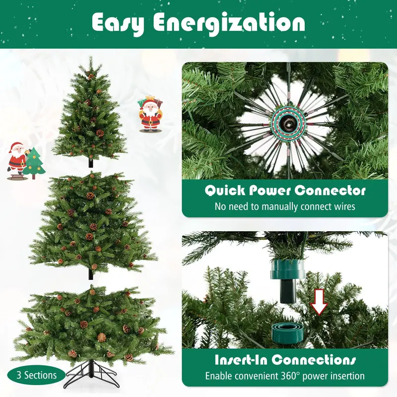 Quick-Assembly Pre-Lit Christmas Tree with Included Storage Carry Bag 2