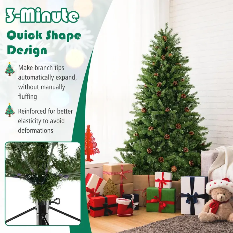 Quick-Assembly Pre-Lit Christmas Tree with Included Storage Carry Bag