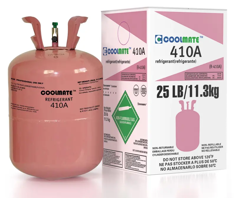 R410A Refrigerant Cylinder — 25 lb A1-Class HVAC Charge, Non-Toxic, Non-Flammable, Compatible with Split Systems
