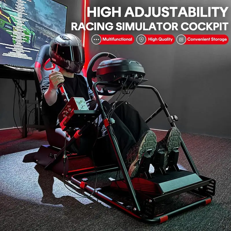 RACGTING Foldable Racing Simulator Cockpit Compatible with Logitech & Thrustmaster