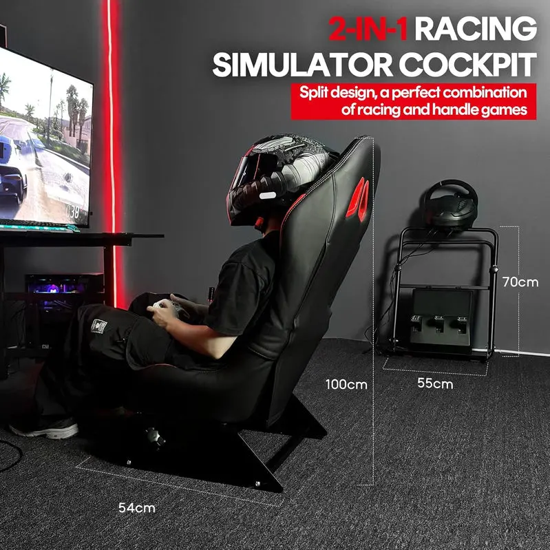 RACGTING Foldable Racing Simulator Cockpit Compatible with Logitech & Thrustmaster