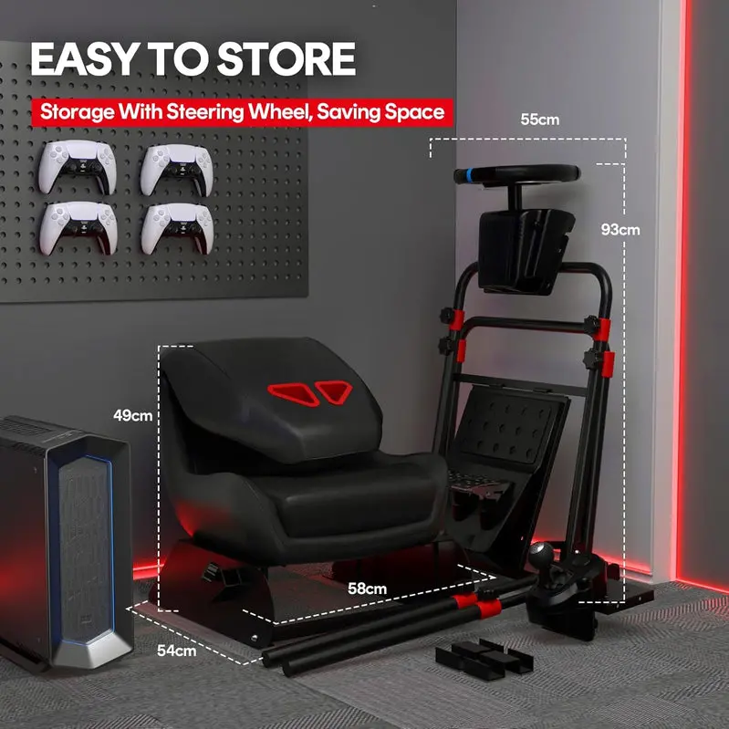 RACGTING Foldable Racing Simulator Cockpit Compatible with Logitech & Thrustmaster