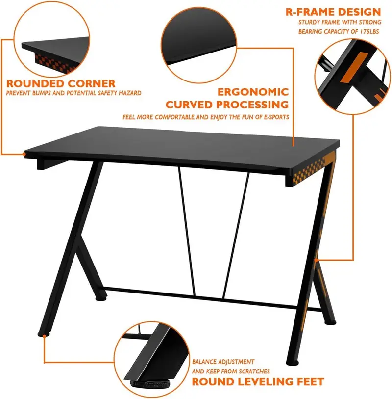 Racing-Style Gaming Desk and Ergonomic Chair Set with Lumbar Massage & Adjustable Headrest