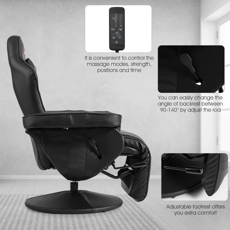 Racing-Style Massage Gaming Chair – Ergonomic Reclining Gaming Recliner with Vibration