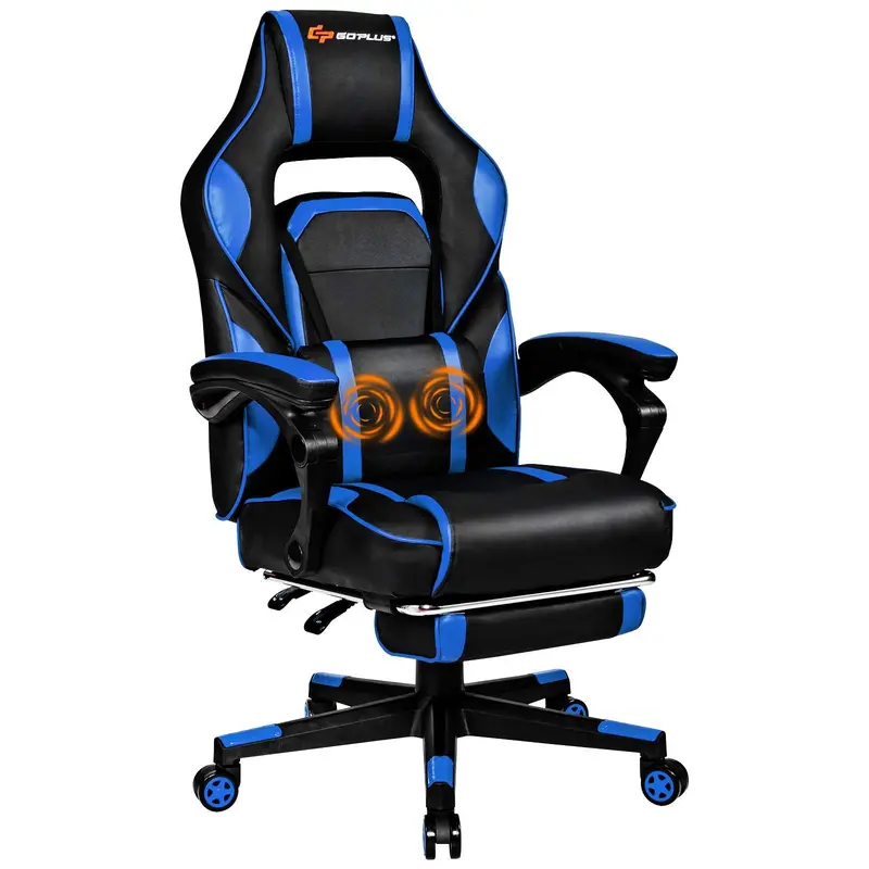 Racing-Style Massage Office Chair – Seat Height Adjustment and Full-Body Support Features