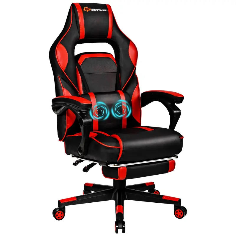 Racing-Style Massage Office Chair – Seat Height Adjustment and Full-Body Support Features