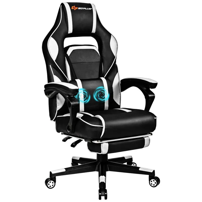 Racing-Style Massage Office Chair – Seat Height Adjustment and Full-Body Support Features