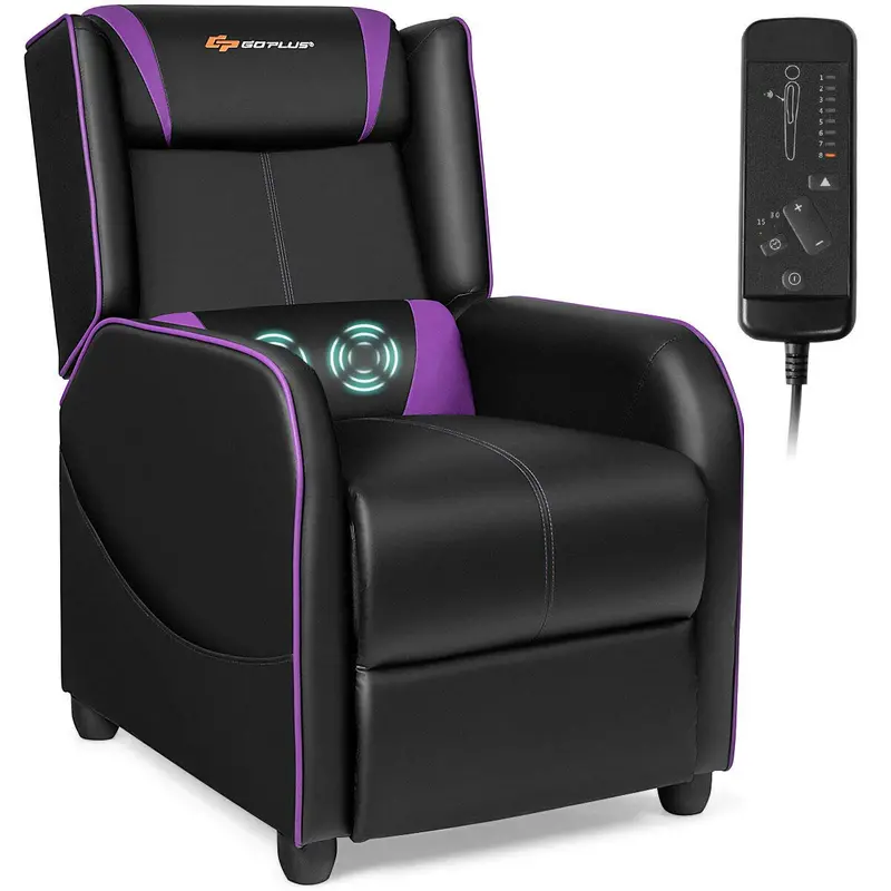 Racing-Style Massage Recliner Chair with PU Leather Upholstery and Extendable Footrest