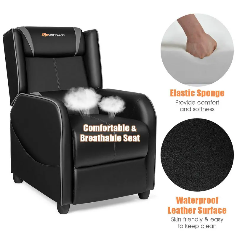 Racing-Style Massage Recliner Chair with PU Leather Upholstery and Extendable Footrest