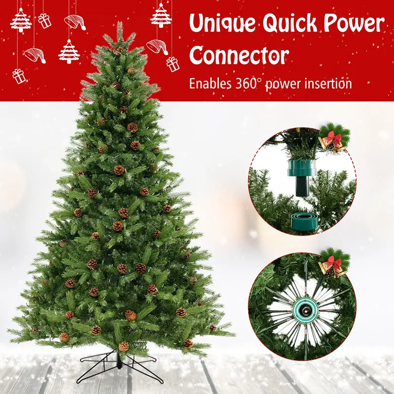 Rapid-Setup 7-Foot Pre-Lit Hinged Christmas Tree with 360° Quick-Connect Power System 2