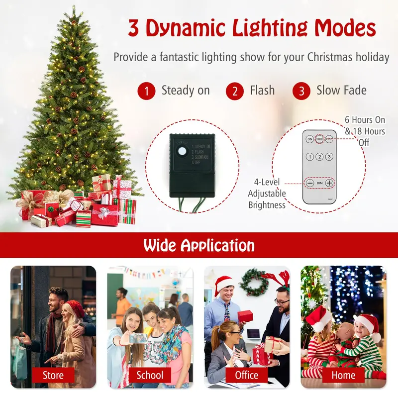 Rapid-Setup 7-Foot Pre-Lit Hinged Christmas Tree with 360° Quick-Connect Power System