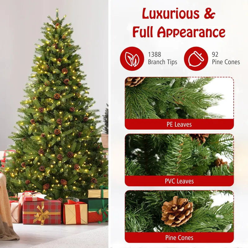 Rapid-Setup 7-Foot Pre-Lit Hinged Christmas Tree with 360° Quick-Connect Power System