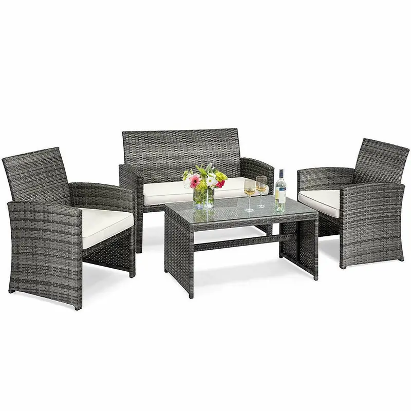 Rattan Wicker Patio Furniture Set – 4-Piece Outdoor Living Ensemble 1