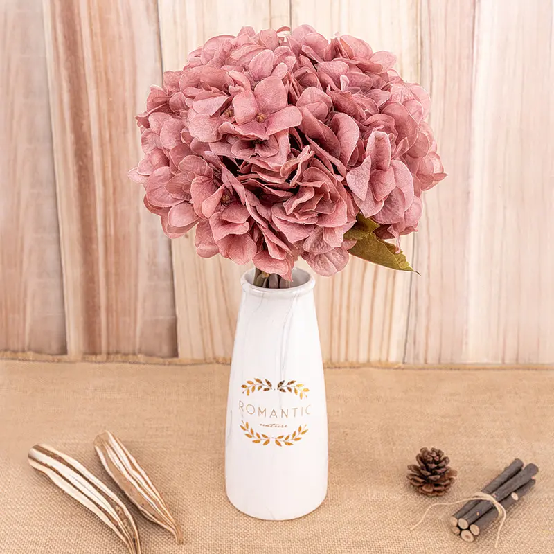 Realistic Autumn Hydrangea Stem – Lifelike Faux Floral Branch for Wedding & Interior Decor