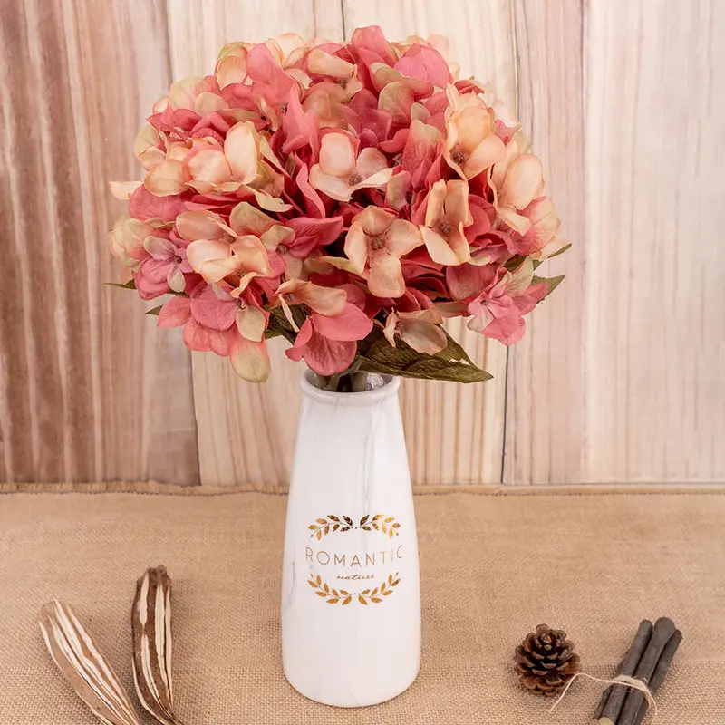 Realistic Autumn Hydrangea Stem – Lifelike Faux Floral Branch for Wedding & Interior Decor
