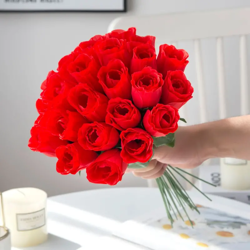 Realistic Silk Rose Stem – Faux Floral Accent for Events and Home Decor, 36 cm