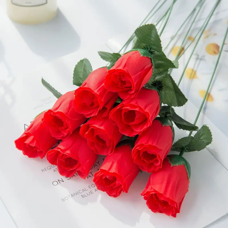 Realistic Silk Rose Stem – Faux Floral Accent for Events and Home Decor, 36 cm