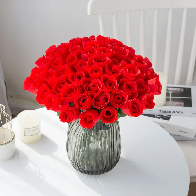Realistic Silk Rose Stem – Faux Floral Accent for Events and Home Decor, 36 cm