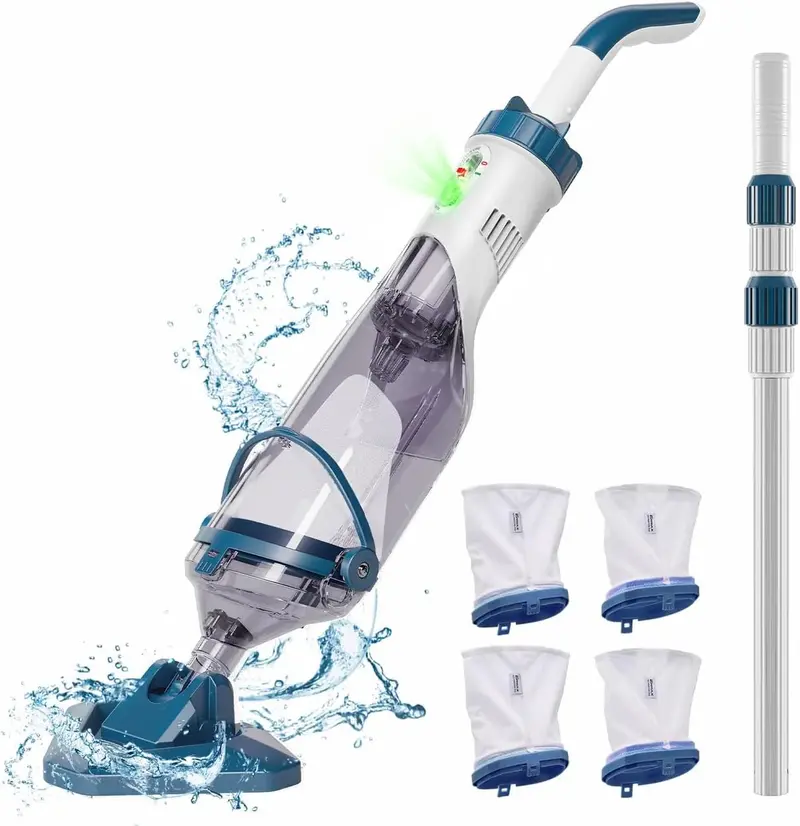 Rechargeable Handheld Pool Vacuum — Telescopic Pole, 1-Hour Runtime, 18.5 GPM Suction for Above-Ground Pools 2