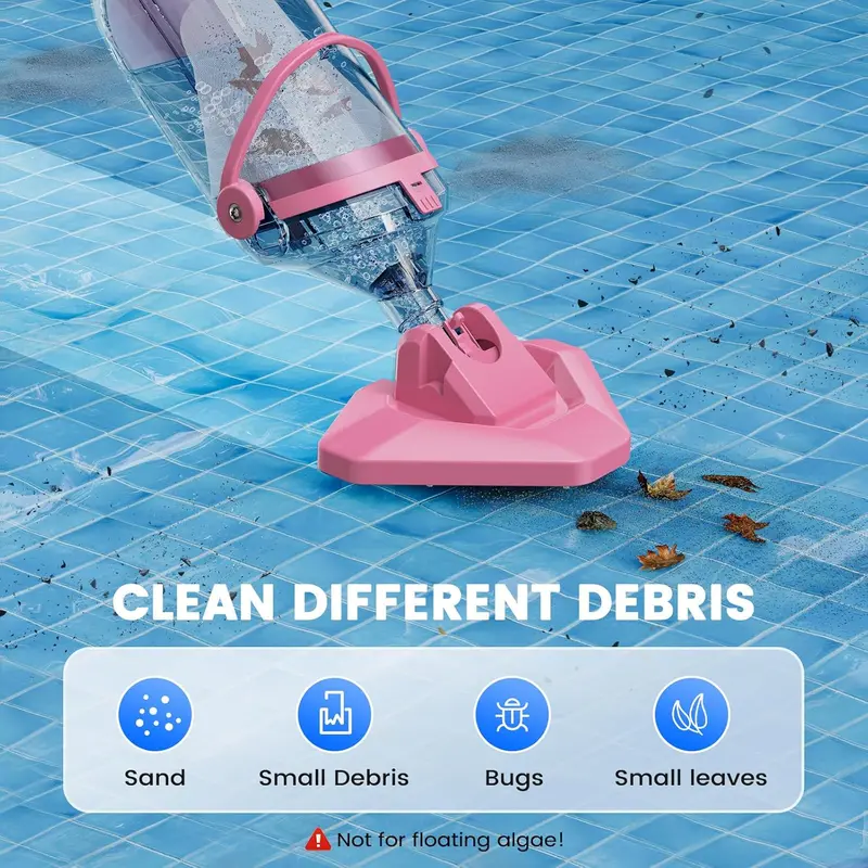 Rechargeable Handheld Pool Vacuum — Telescopic Pole, 1-Hour Runtime, 18.5 GPM Suction for Above-Ground Pools