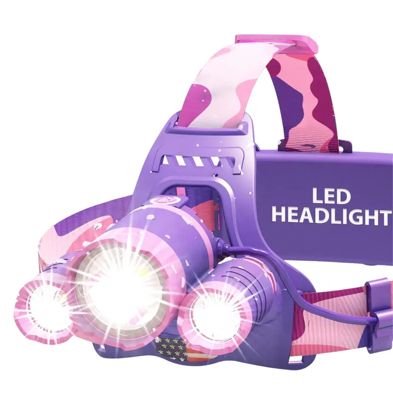 Rechargeable LED Headlamp with Adjustable Focus Beam, Red Night Mode & USB-C Charging